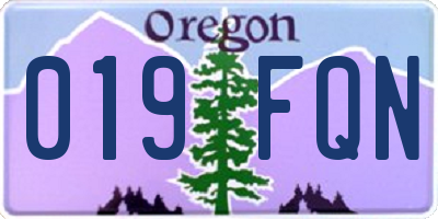 OR license plate 019FQN