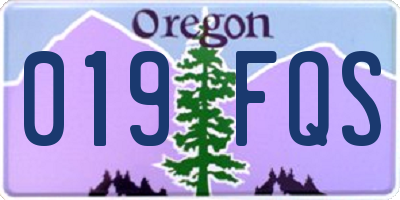 OR license plate 019FQS