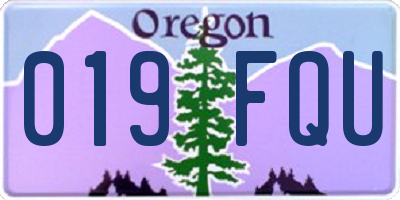 OR license plate 019FQU