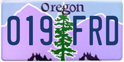 OR license plate 019FRD