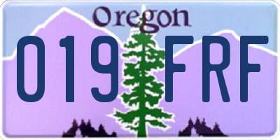 OR license plate 019FRF