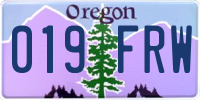 OR license plate 019FRW