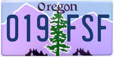 OR license plate 019FSF