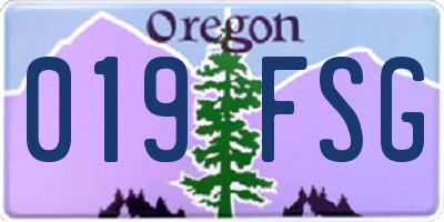 OR license plate 019FSG