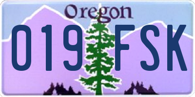 OR license plate 019FSK