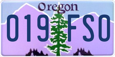 OR license plate 019FSO