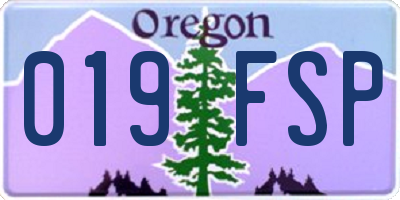 OR license plate 019FSP