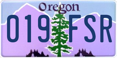 OR license plate 019FSR