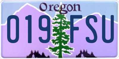 OR license plate 019FSU