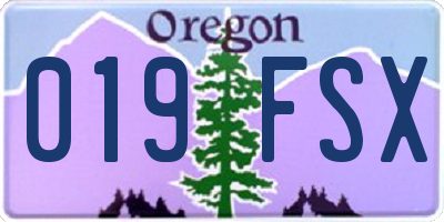 OR license plate 019FSX