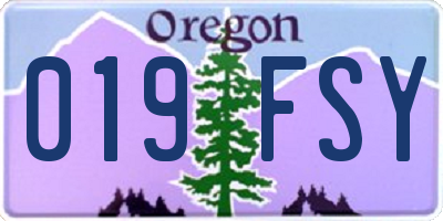OR license plate 019FSY