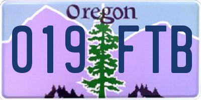 OR license plate 019FTB
