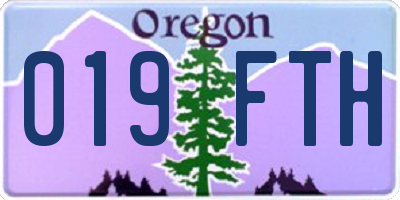 OR license plate 019FTH