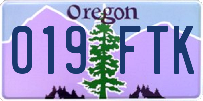OR license plate 019FTK