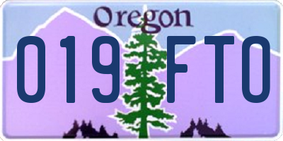 OR license plate 019FTO