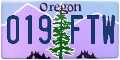 OR license plate 019FTW