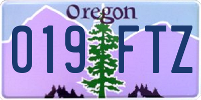 OR license plate 019FTZ