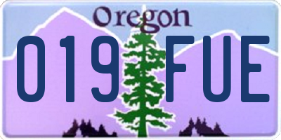 OR license plate 019FUE