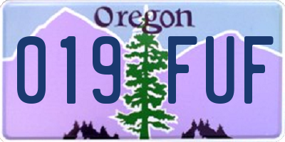 OR license plate 019FUF