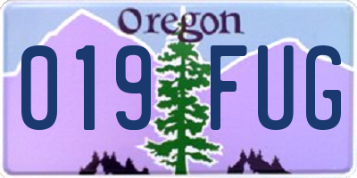 OR license plate 019FUG