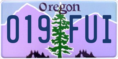 OR license plate 019FUI
