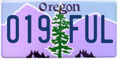 OR license plate 019FUL