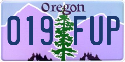 OR license plate 019FUP