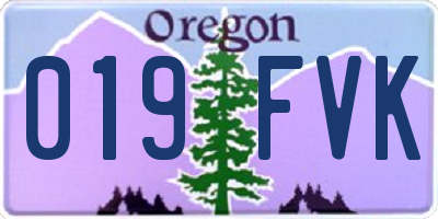 OR license plate 019FVK