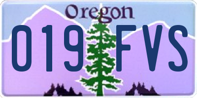 OR license plate 019FVS