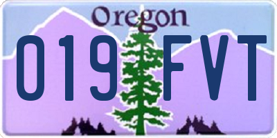 OR license plate 019FVT