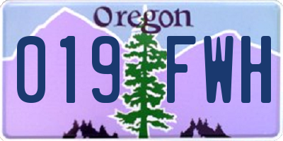 OR license plate 019FWH