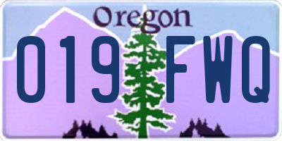 OR license plate 019FWQ