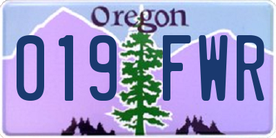 OR license plate 019FWR