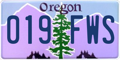 OR license plate 019FWS