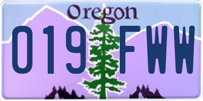 OR license plate 019FWW