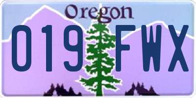 OR license plate 019FWX
