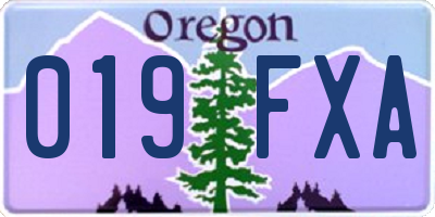 OR license plate 019FXA