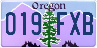 OR license plate 019FXB