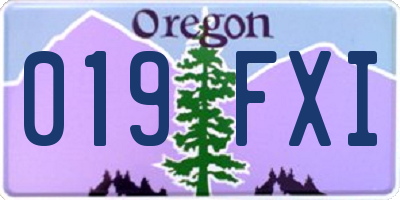 OR license plate 019FXI