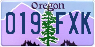 OR license plate 019FXK