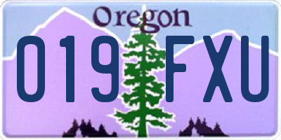 OR license plate 019FXU