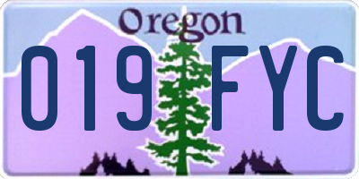 OR license plate 019FYC