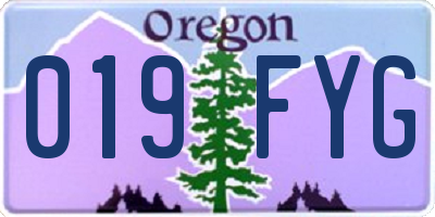 OR license plate 019FYG