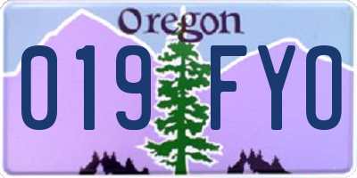 OR license plate 019FYO