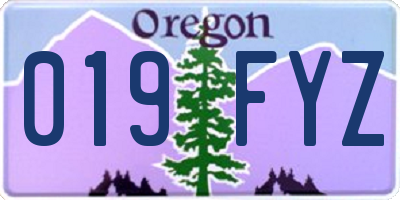 OR license plate 019FYZ