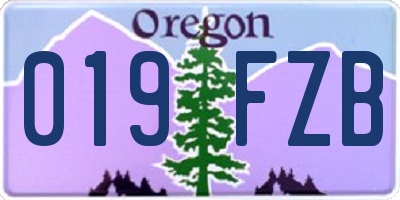 OR license plate 019FZB