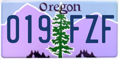 OR license plate 019FZF