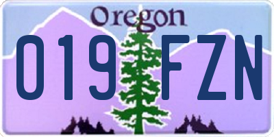OR license plate 019FZN