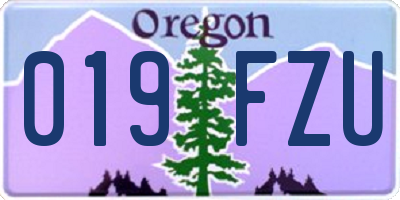 OR license plate 019FZU