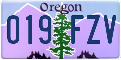 OR license plate 019FZV